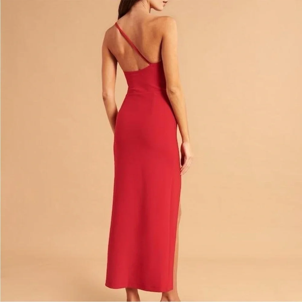 Abercrombie‎ Asymmetrical One-Shoulder Maxi Dress Red Size Small Wedding Guest